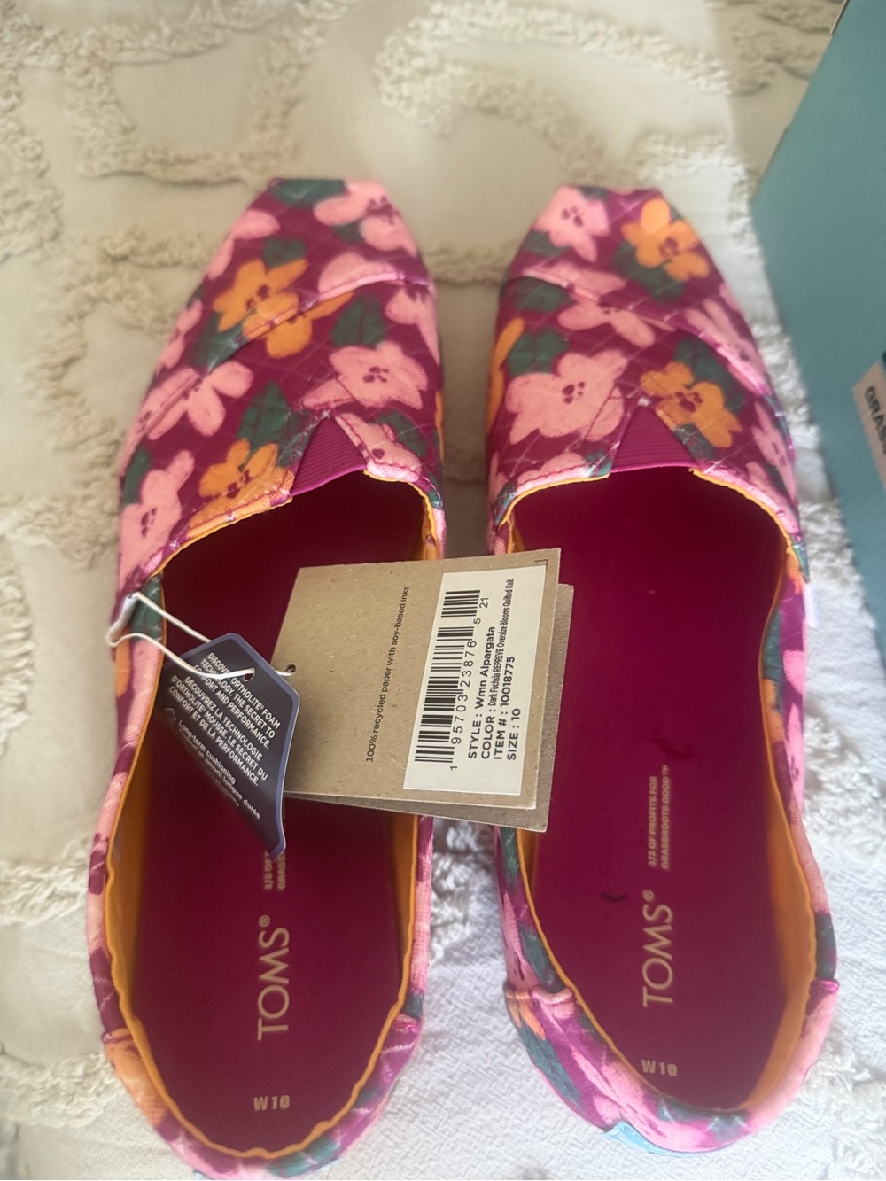 TOMS Floral Pink & Yellow Slip-On Espadrilles